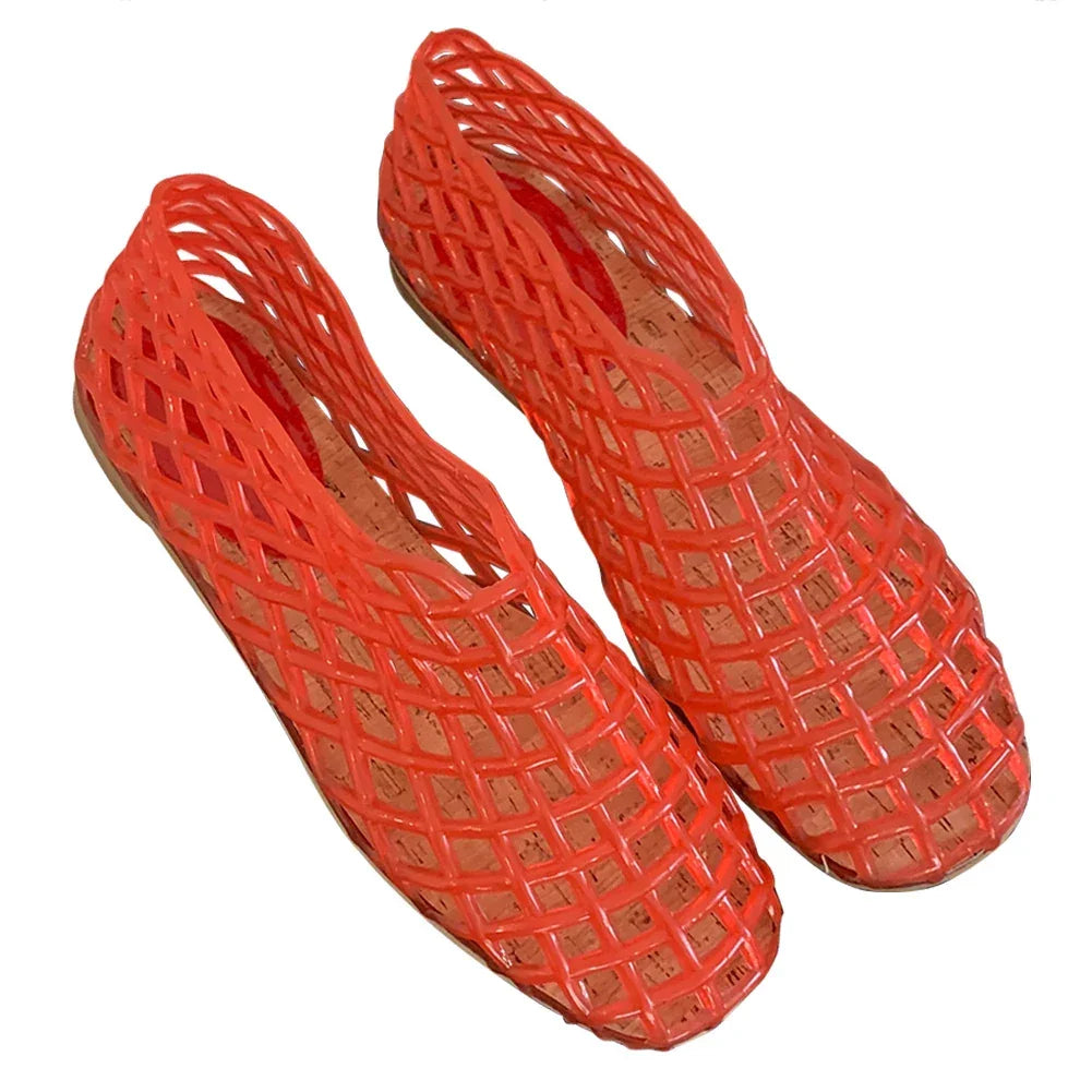 Women’s Jelly Ballet Flats – Lightweight Slip-On Square Toe Beach Shoes - Evallys.com