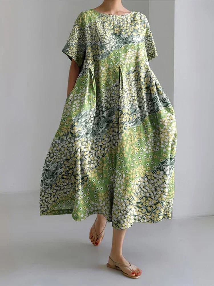 2024 Women’s Summer Fish Print Dress – Casual Loose Mid-Calf Dress - Evallys.com