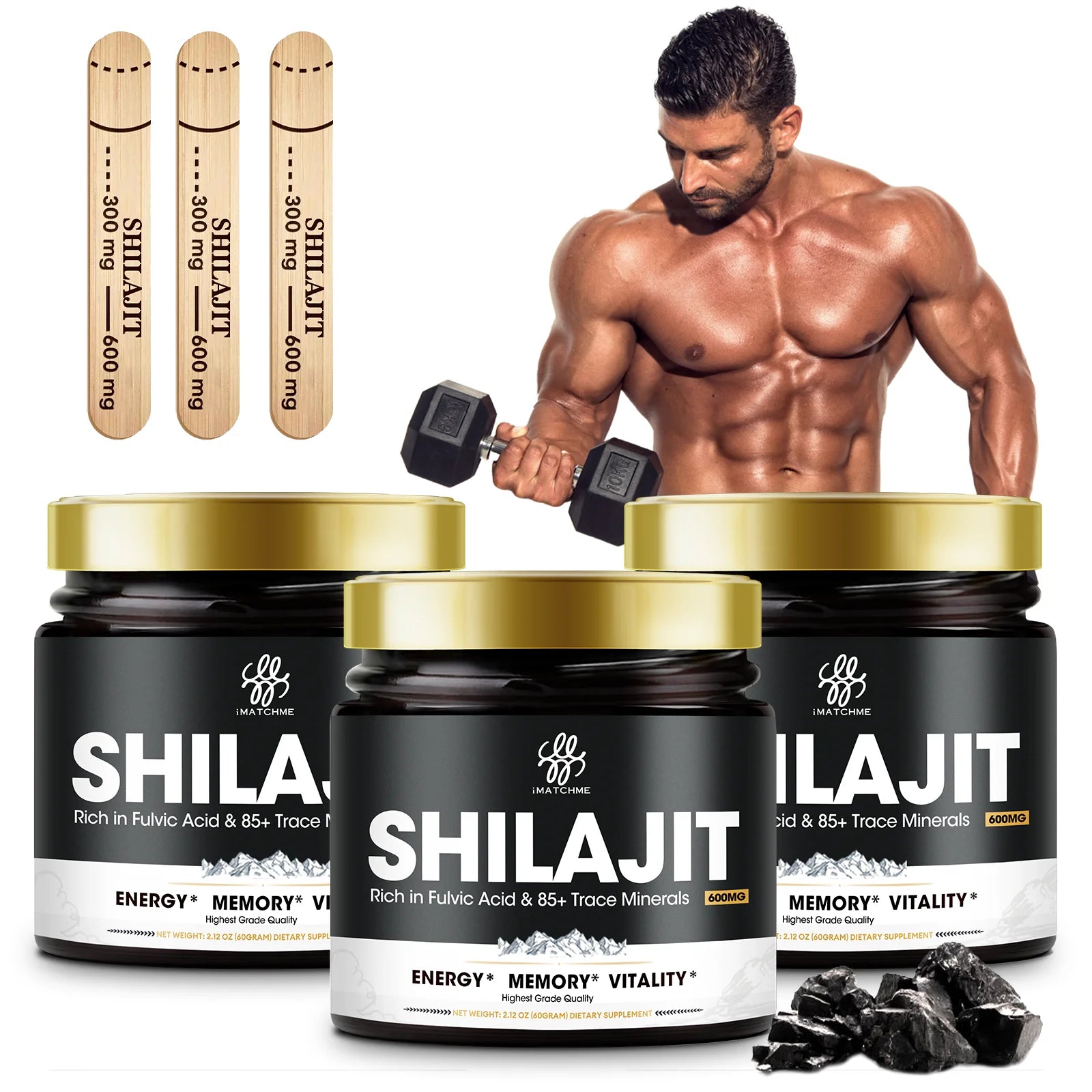 Pure Shilajit Supplement 85+ Minerals & Fulvic Acid for Energy & Brain