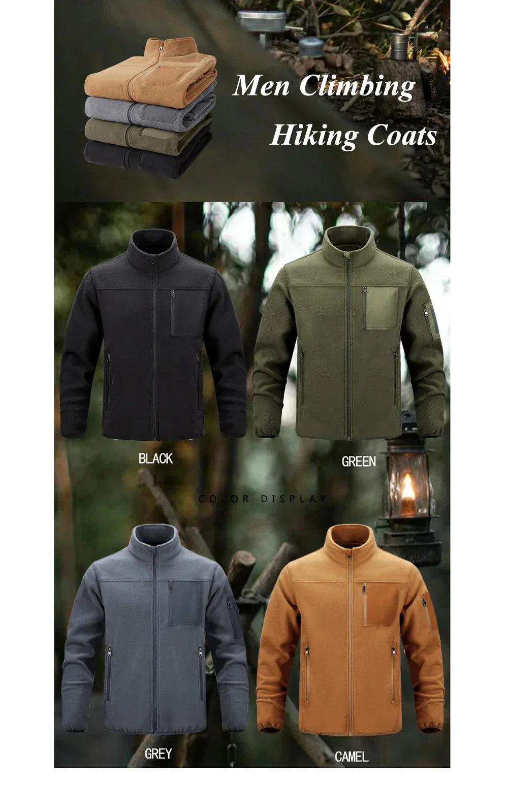 Winter Men Polartec Warm Jackets Casual Man Fleece Lined Windbreaker Coats Men Soft Shell Stand Collar Tactical Hiking Jackets - Evallys.com