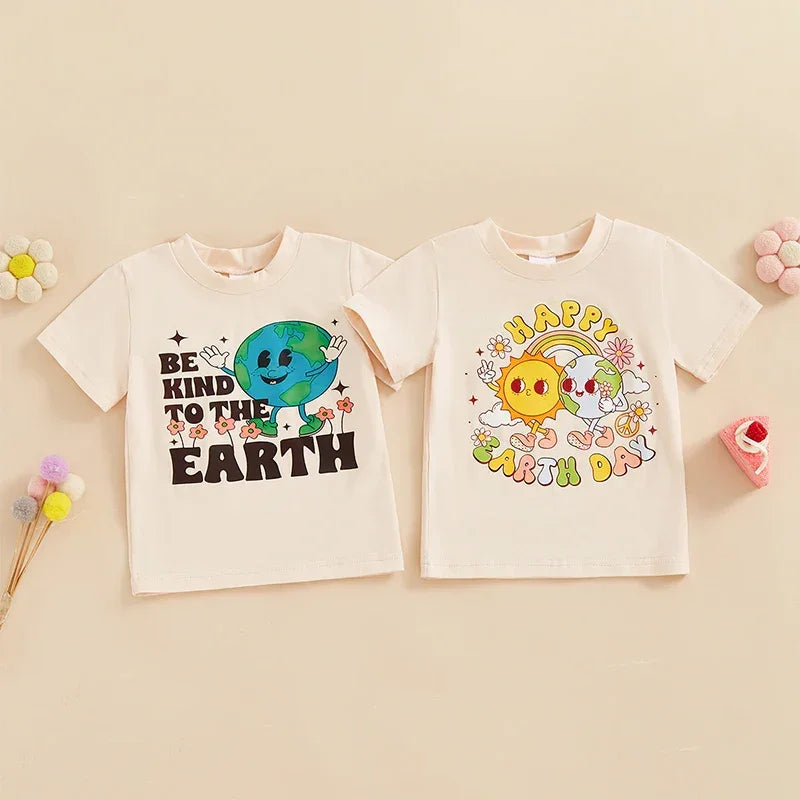Kids Summer T-Shirts with Fun Animal Print and Short Sleeves Crew Neck Toddler Tops for Boys and Girls - Evallys.com