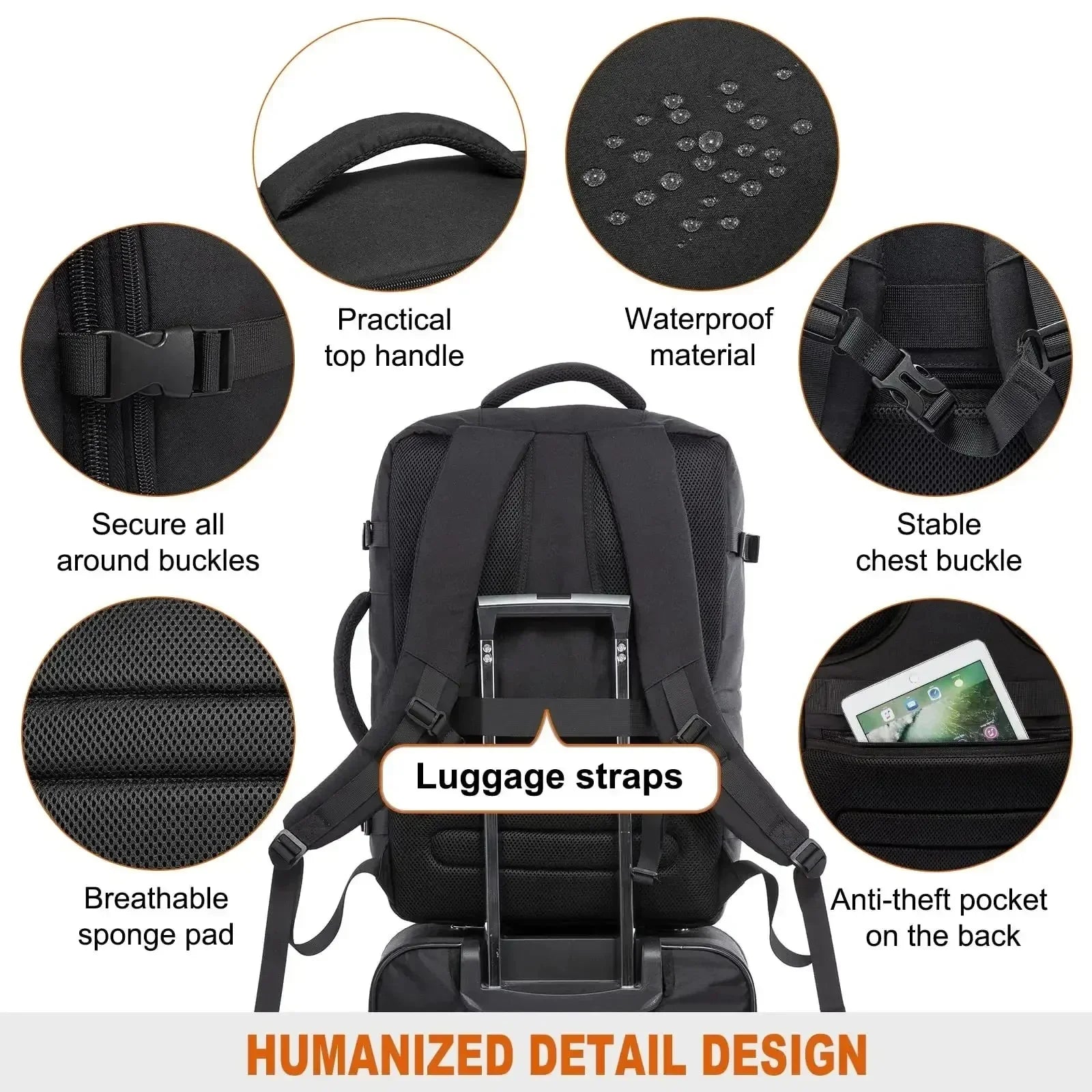 40L Expandable Laptop Backpack – Waterproof Travel & Business Bag - Evallys.com