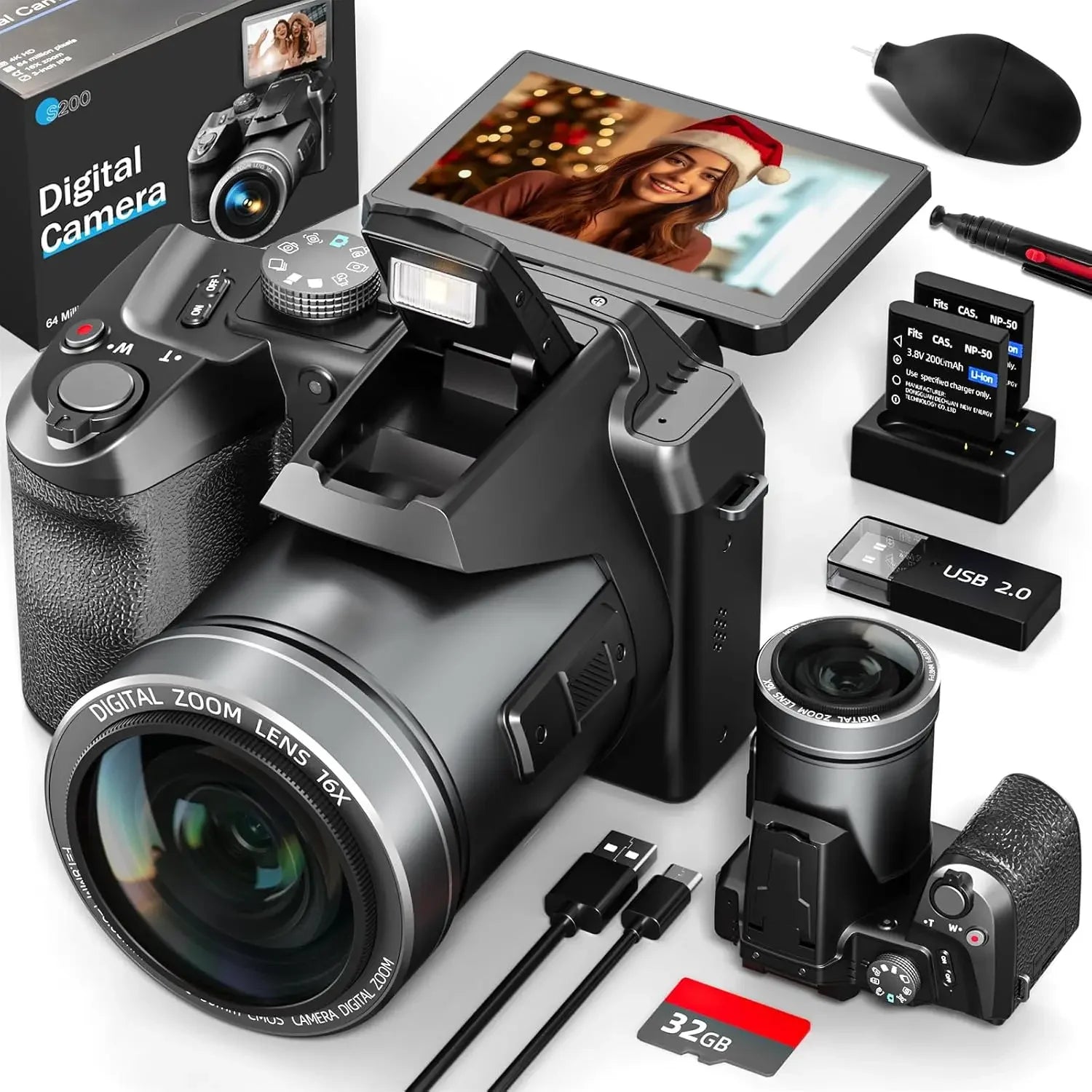 NBD Digital Camera 4K 64MP 16X flip camera suitable, suitable for photography beginners easy to learn and operate camera - Evallys.com