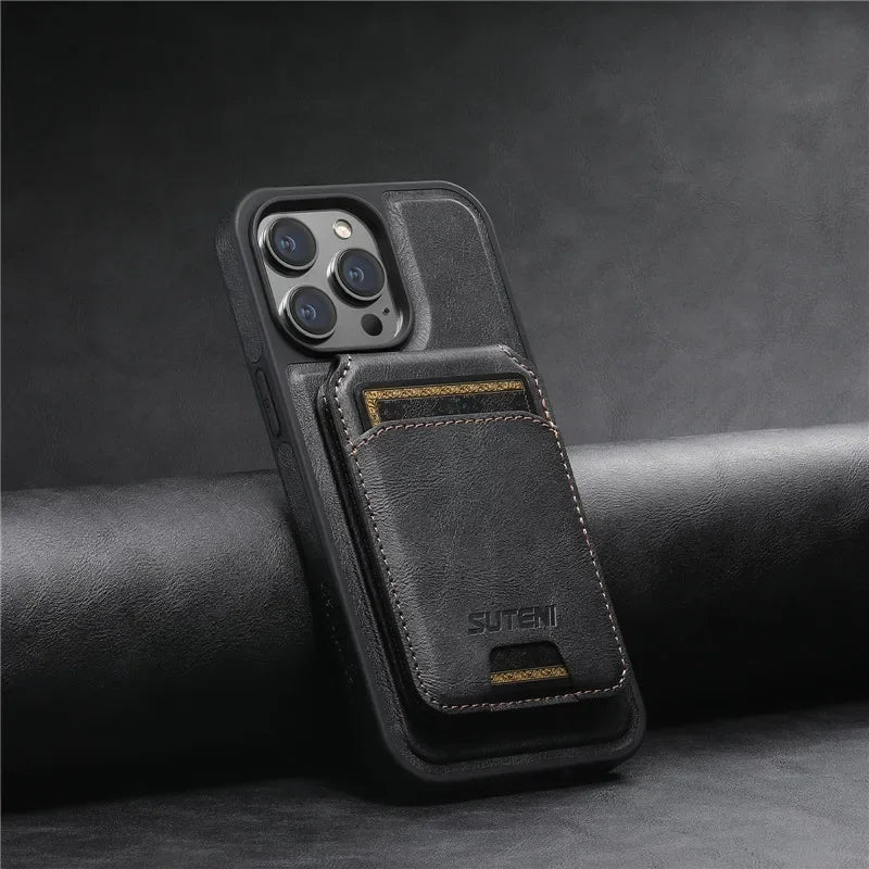 2 in 1 detachable With Magsafe Wireless Charging Wallet Leather Phone Case For iPhone 16 15 Pro Max 14 13 12Pro Magnetic Cover - Evallys.com