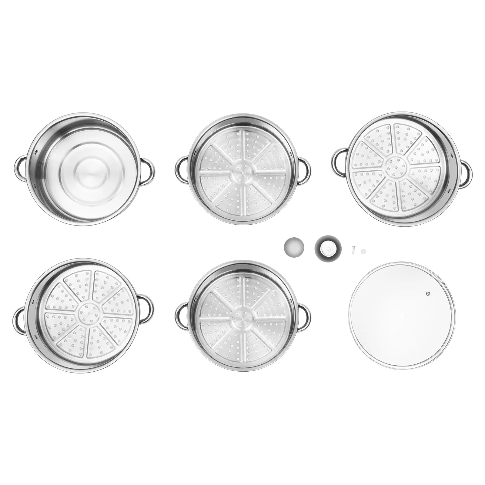 26CM 5 Tier Stainless Steel Steam Cooker Steamer Food Vegetable Pot Kitchen