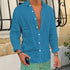 Spring New Casual Linen Shirts Mens Long Sleeve Button-up Turn-down Collar Shirt Seaside Beach Vintage Men Solid Color Cardigans - Evallys.com