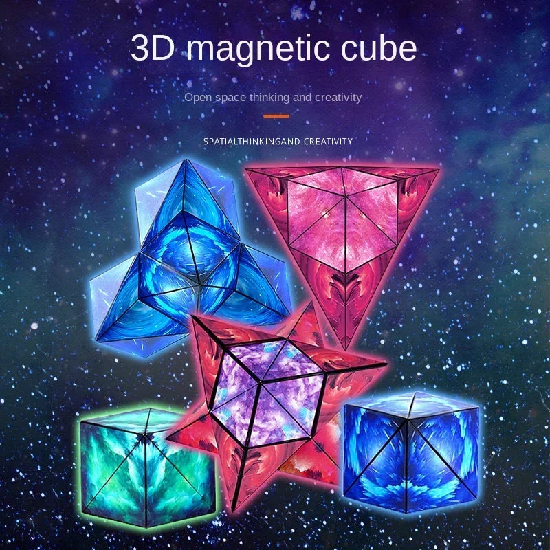 Variety Geometric Changeable Magnetic Magic Cube Anti Stress 3D Hand Flip Puzzle Cube Kids Stress Reliever Fidget Toy - Evallys.com