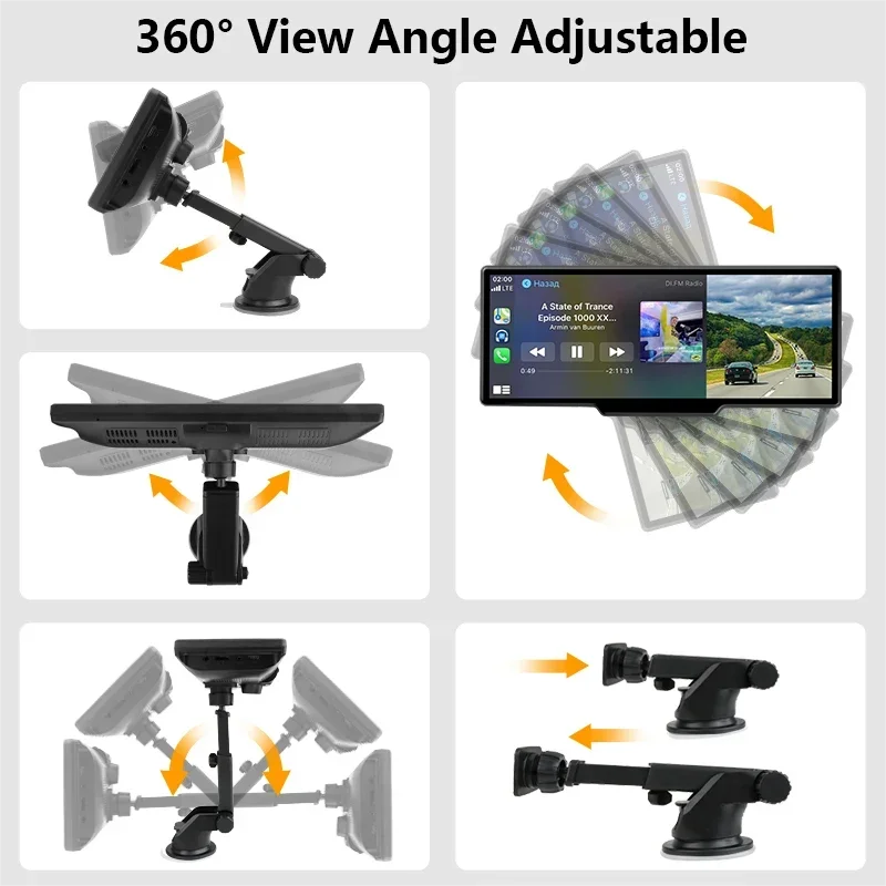 10.26'' Dash Cam 4K Car Mirror Video Player Wireless Carplay Android Auto GPS Car Monitor Multimedia Rearview Camera Dashboard - Evallys.com