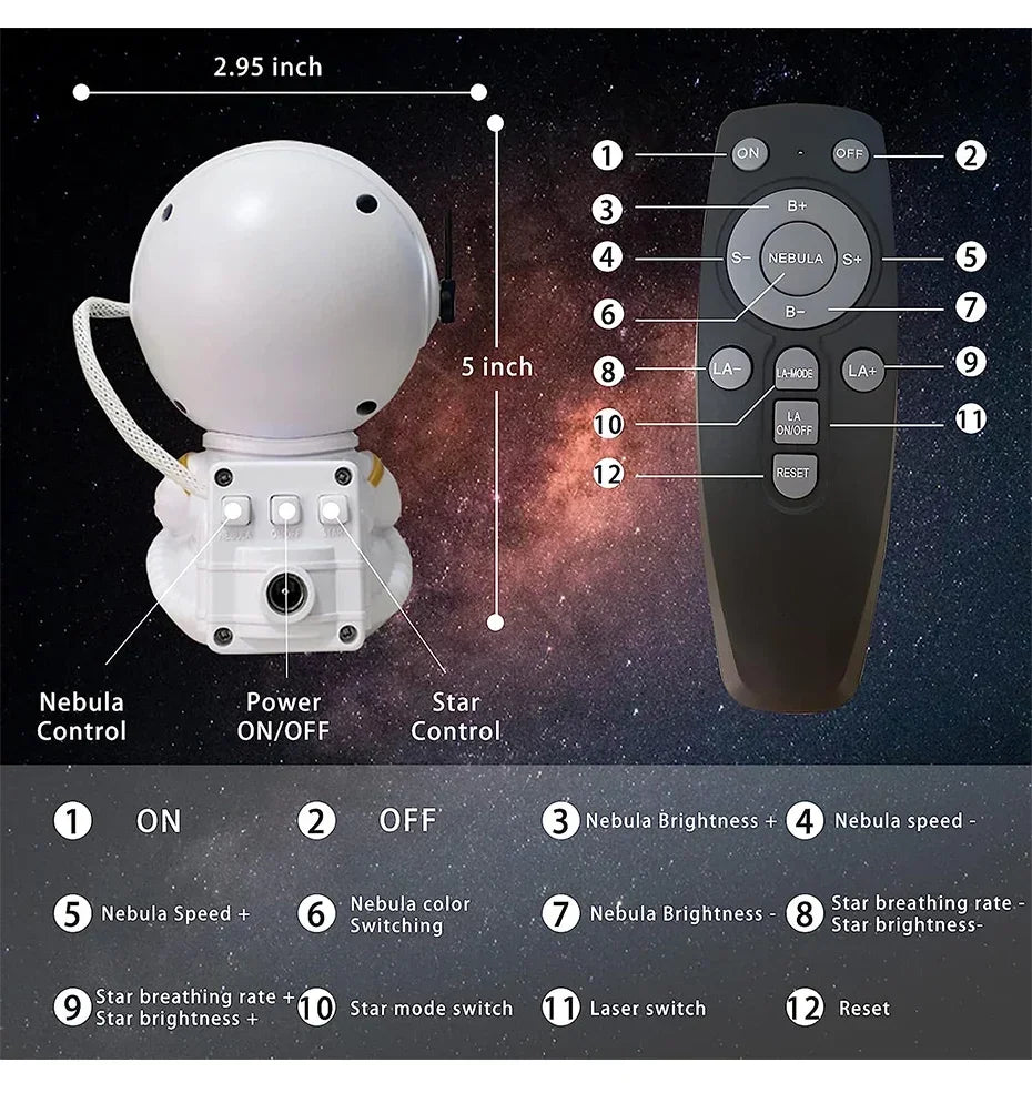 Star Projector Galaxy Night Light Astronaut Space Projector Starry Nebula Ceiling LED Lamp for Bedroom Home Decorative kids gift - Evallys.com