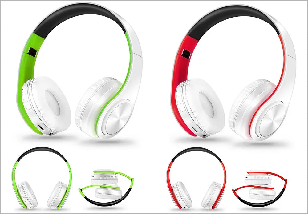 2025 Upgrading Wireless Bluetooth Headphones Stereo Headset Music Sports Overhead Earphone with Mic for Smart Phone TV PC Tablet - Evallys.com