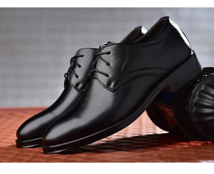 Men Dressing Shoes Formal for Men's Casual Shoe Leather Social Wedding Designer Pointed Toe Black Office Winter Shoes Brand 2023 - Evallys.com
