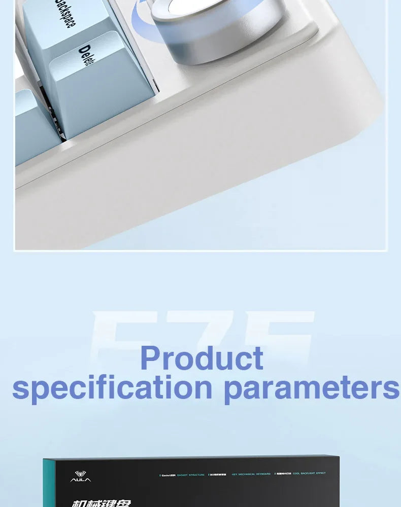 AULA F75 2.4G Wireless/Bluetooth/Wired Gaming Mechanical Keyboard RGB Customized 75% Layout Cherry Profile Gasket Structure - Evallys.com