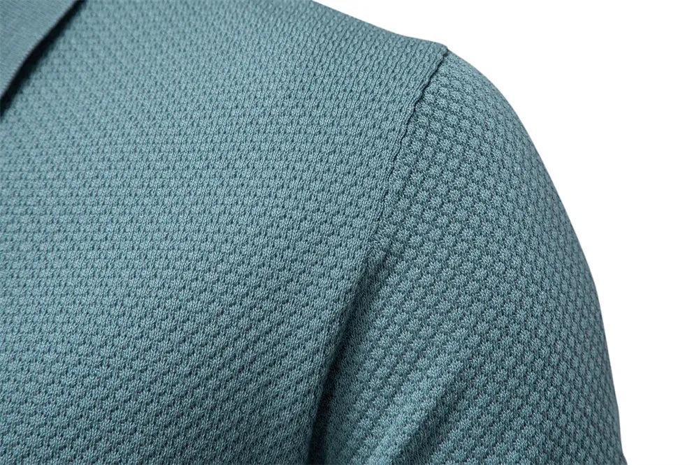 AIOPESON Men's Summer Breathable Polo Shirt Short Sleeve Solid Color Casual Polo Shirts for Men Lightweight Stretch Polo ﻿ - Evallys.com