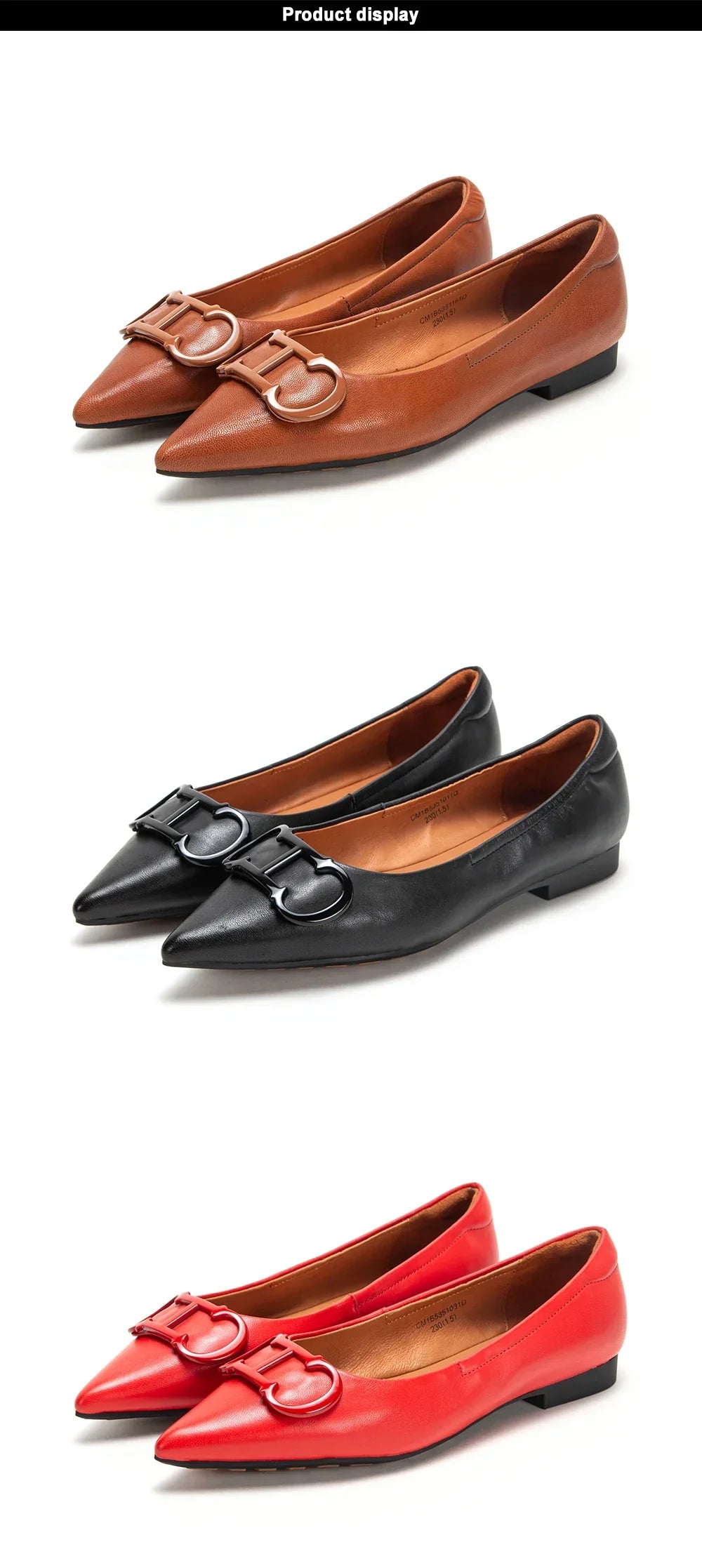 Women’s Retro Pointed Toe Flats – Classic PU Leather Office Shoes - Evallys.com