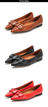 Women’s Retro Pointed Toe Flats – Classic PU Leather Office Shoes - Evallys.com