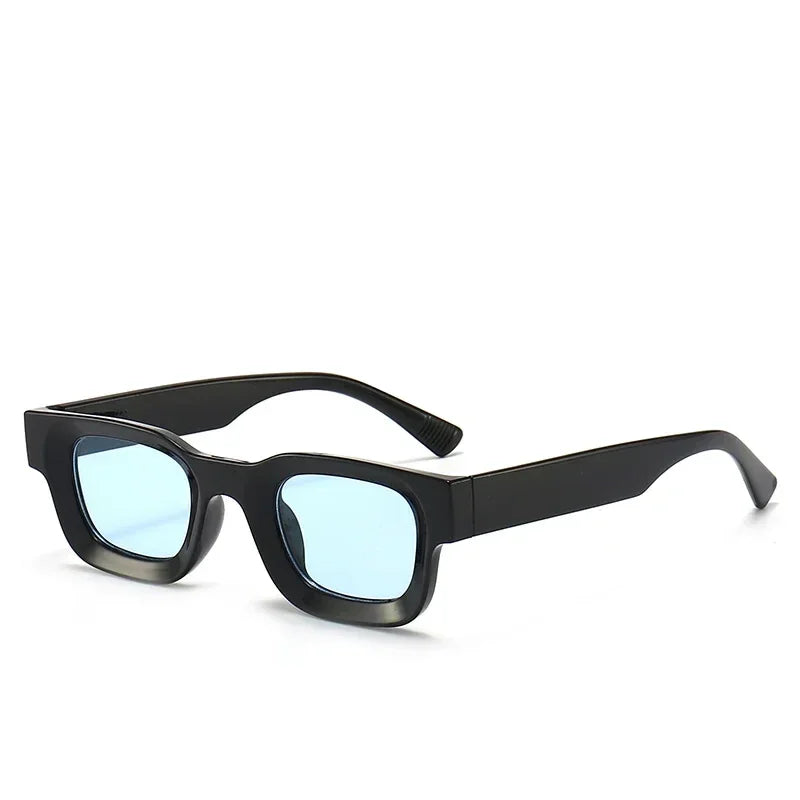 Small Sunglasses Rectangle Thick Frame Square Glasses Mens Black Blue Ladies Shades Uv400 Unisex Eyewears Womens fishing - Evallys.com