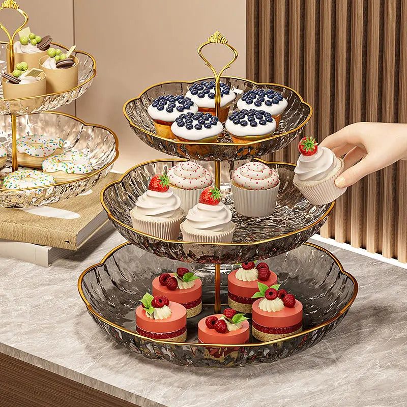 2/3 Tier Fruit Plate Stand Coffee Table Snack Tray Dried Fruit Dessert Plate Bar Counter Display Holder