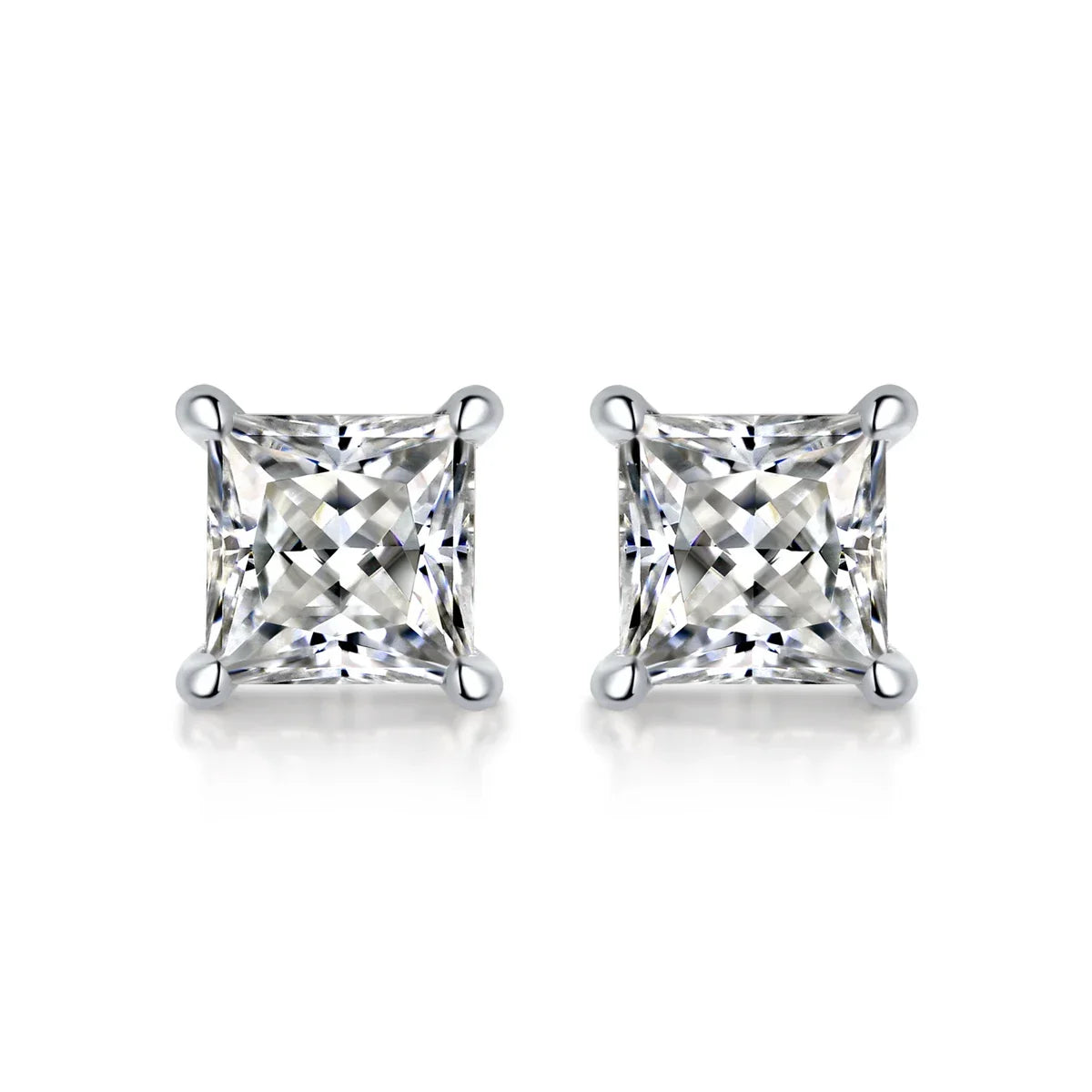 JIUZUAN 2pcs/pair S925 Moissanite Square Lab Created Stud Earrings, Men's Hip Hop Jewelry, Christmas Gifts - Evallys.com