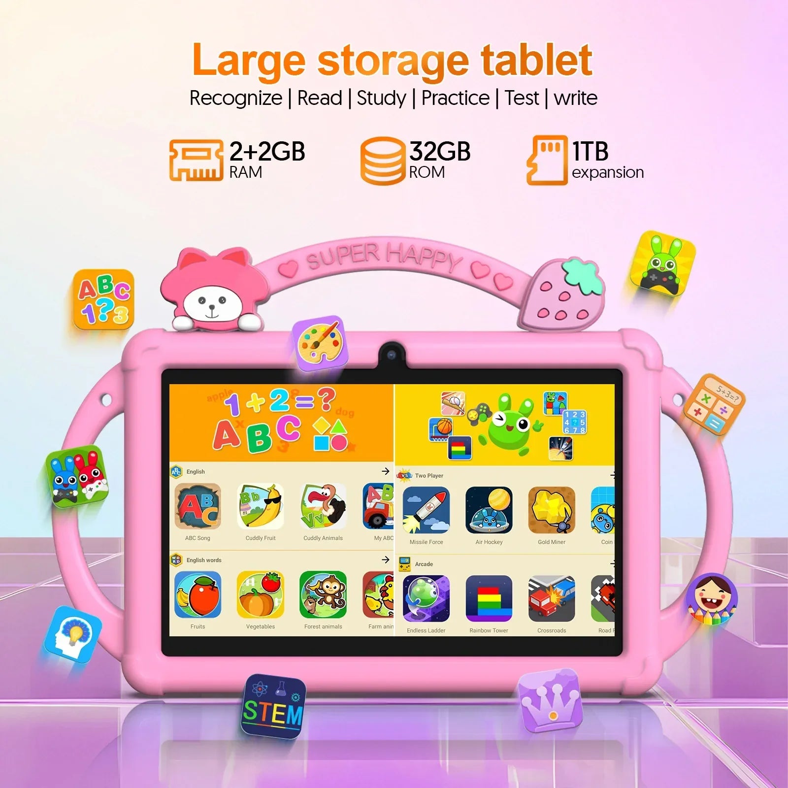 7-inch Android 13 children's tablet, 5G WiFi tablet, quad-core processor, 4GB (2g+2g-memory expansion) RAM+32GB ROM, with parent - Evallys.com