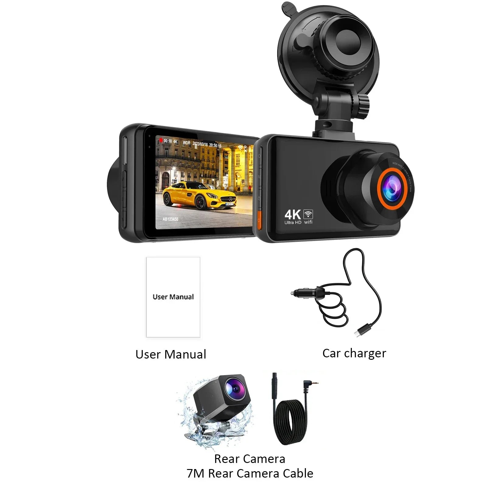 Dash Cam for Cars 4K Front and Rear Camera Car Dvr WIFI Car Camera for Vehicle Video Recorder Rear View Camera Parking Monitor - Evallys.com