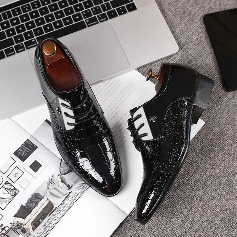 Luxury Men’s Patent Leather Business Shoes – Formal Wedding Oxfords - Evallys.com