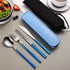 Portable Cutlery Set for Camping & Travel 4pcs Stainless Steel Knife, Fork, Spoon Kit with Storage Box