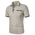 New Men's Short Sleeve Polo Shirts Solid Color Casual T-shirt Summer Trendy Breathable Loose Basic Splice Top Pockets Men Shirts - Evallys.com
