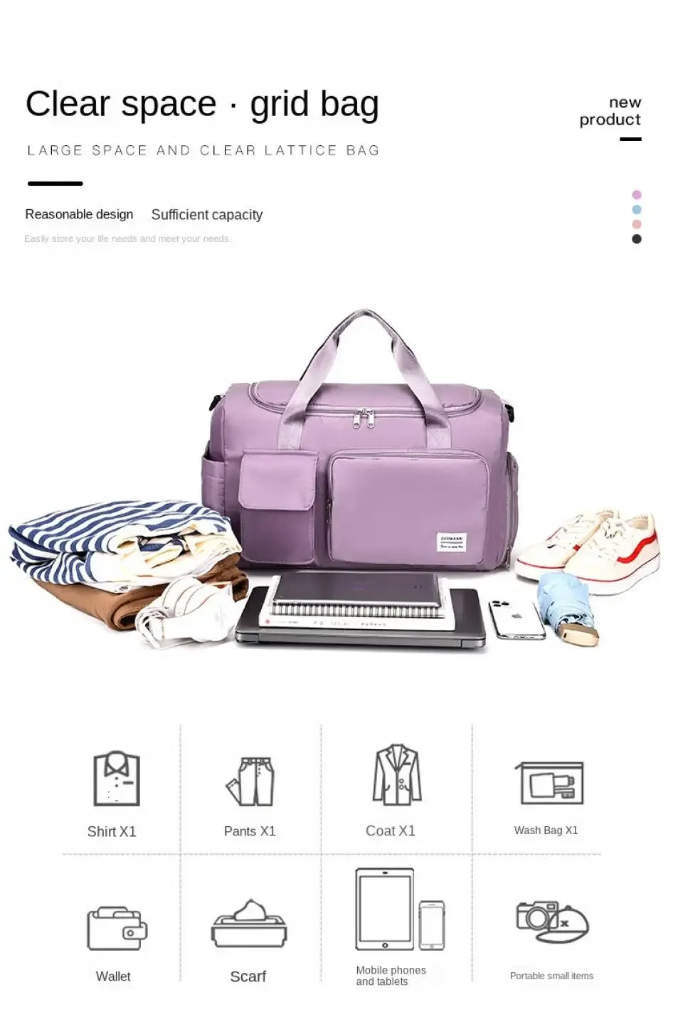 UNIXINU Carry On Travel Bag Large Capacity Weekender Overnight Duffle Bags with Shoe Compartment Sports Fitness Bags for Women - Evallys.com