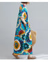 Boho Floral Maxi Dress – Cotton Linen V-Neck Summer Beach Wear - Evallys.com