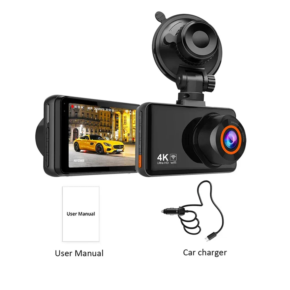 Dash Cam for Cars 4K Front and Rear Camera Car Dvr WIFI Car Camera for Vehicle Video Recorder Rear View Camera Parking Monitor - Evallys.com