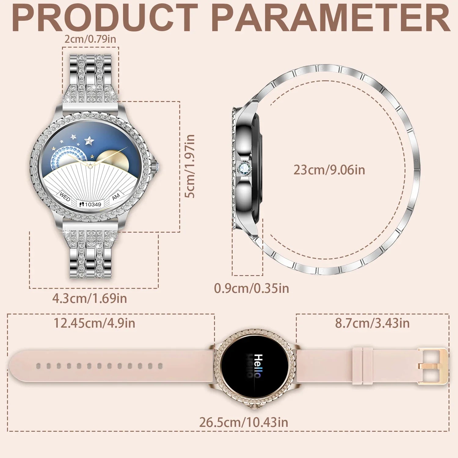 Smart Watch For women - 1.32" Touchscreen Fitness Tracker with Wireless Calls, Music Time Display, Step Counting - Evallys.com
