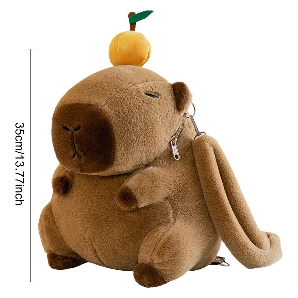 Cute Capybara Plush Backpack Funny Kawaii Doll Fur Bag Cartoon Capybara Shoulder Bag Soft Girl Small Backpack for Girls Children - Evallys.com