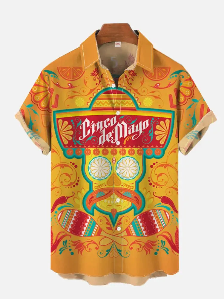 2024 Fashion Men's Hawaiian shirts Mexican Style Colorful Graffiti Art Poster Prints Short Sleeve Shirt Hawaii style clothing - Evallys.com