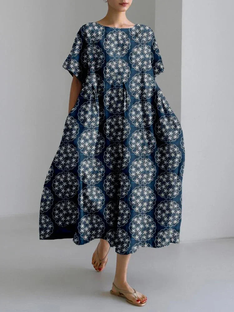 2024 Women’s Summer Fish Print Dress – Casual Loose Mid-Calf Dress - Evallys.com