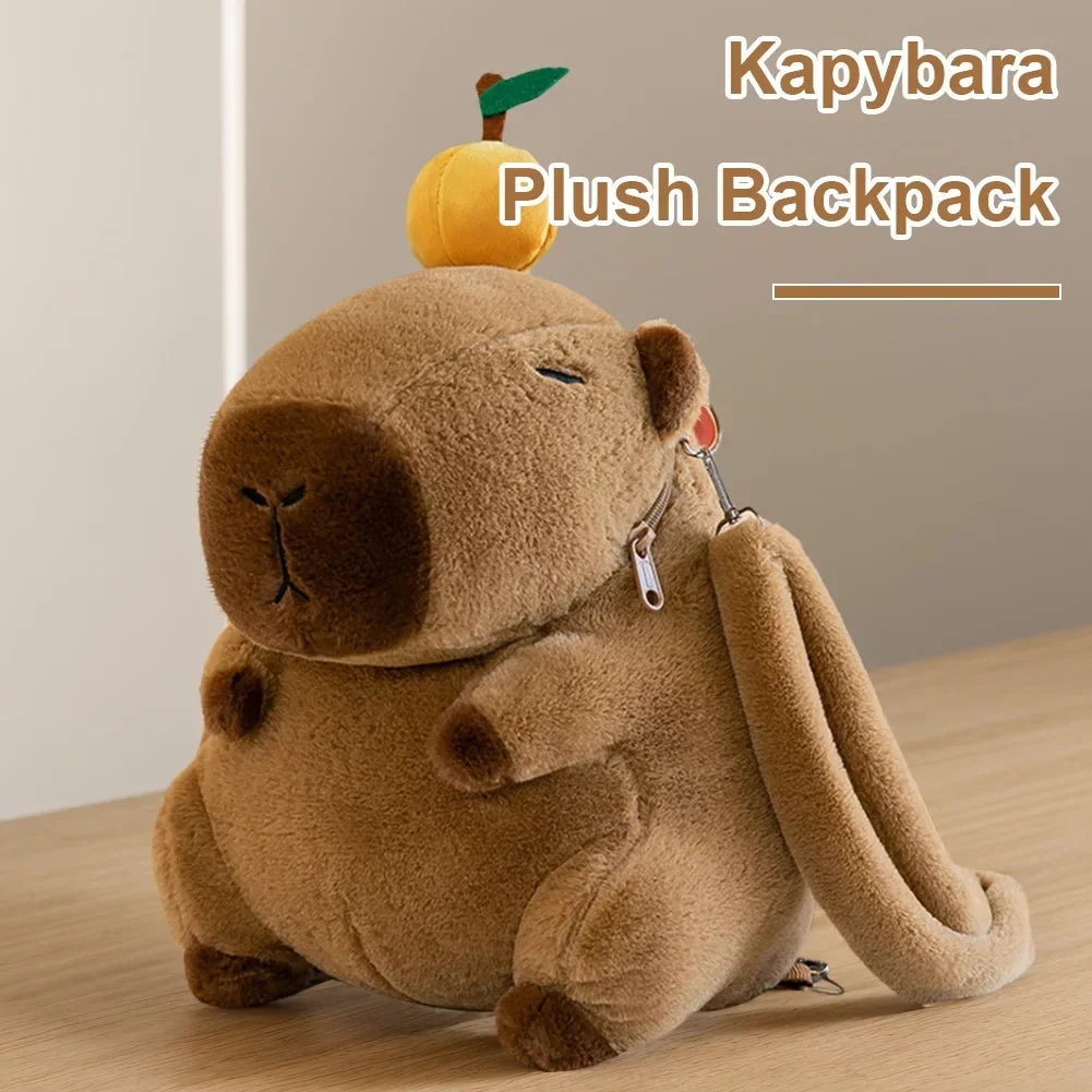 Cute Capybara Plush Backpack Funny Kawaii Doll Fur Bag Cartoon Capybara Shoulder Bag Soft Girl Small Backpack for Girls Children - Evallys.com