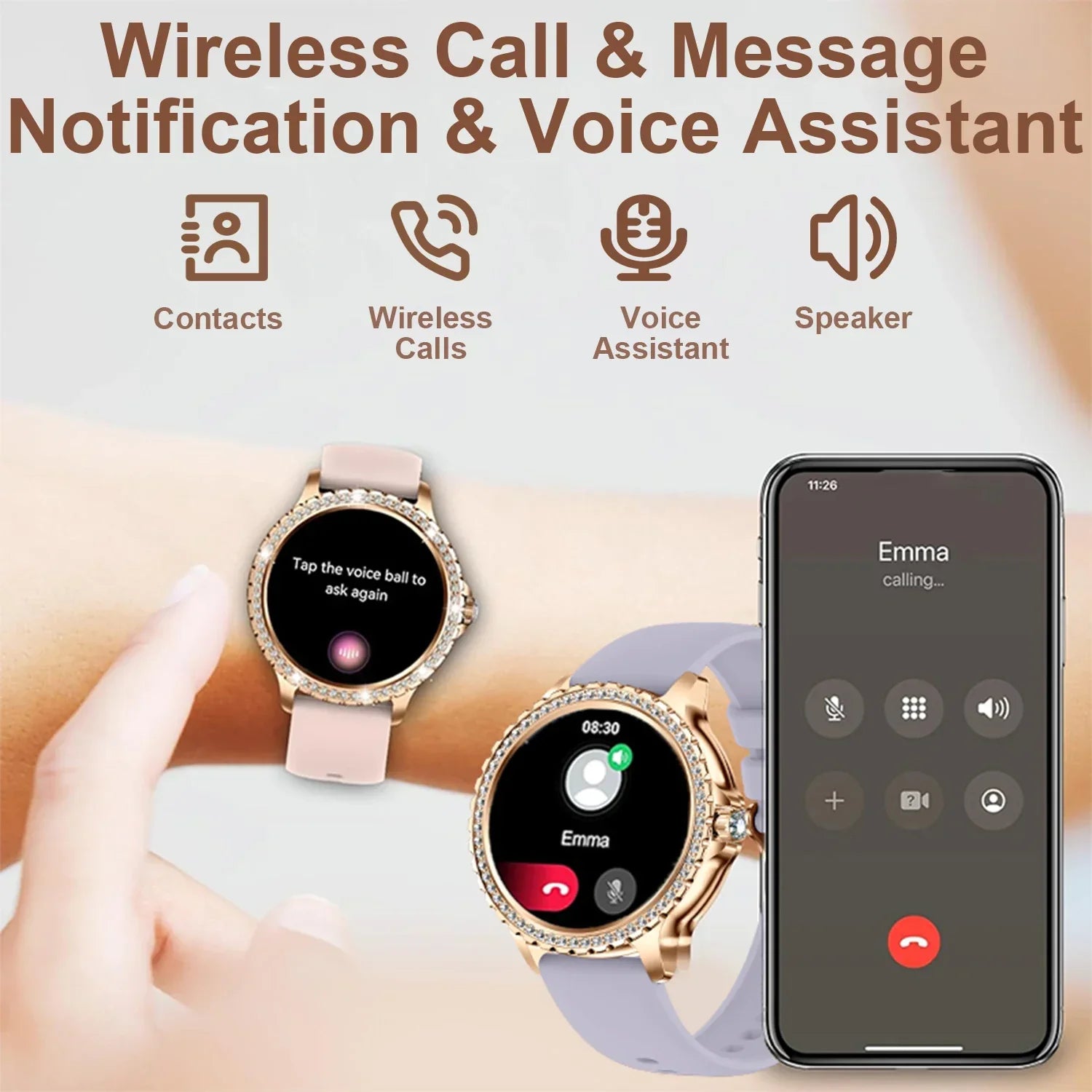 Smart Watch For women - 1.32" Touchscreen Fitness Tracker with Wireless Calls, Music Time Display, Step Counting - Evallys.com