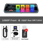 10 Inch Mirror Camera for Car Touch Screen Video Recorder Rearview mirror Dash Cam Front and Rear Camera Mirror DVR Black Box - Evallys.com