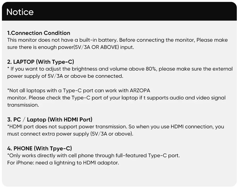 ARZOPA 16inch 2K Portable Monitor 16:10 IPS Screen with type-c mini hdmi Second Display for MAC/Laptop/PC/Xbox/PS4/5/Switch,Z1RC - Evallys.com