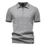 AIOPESON Men's Solid Color Sport Zipper Polo Shirt Athletic Social Polo Shirts for Men Office Slim Fit Polo - Evallys.com