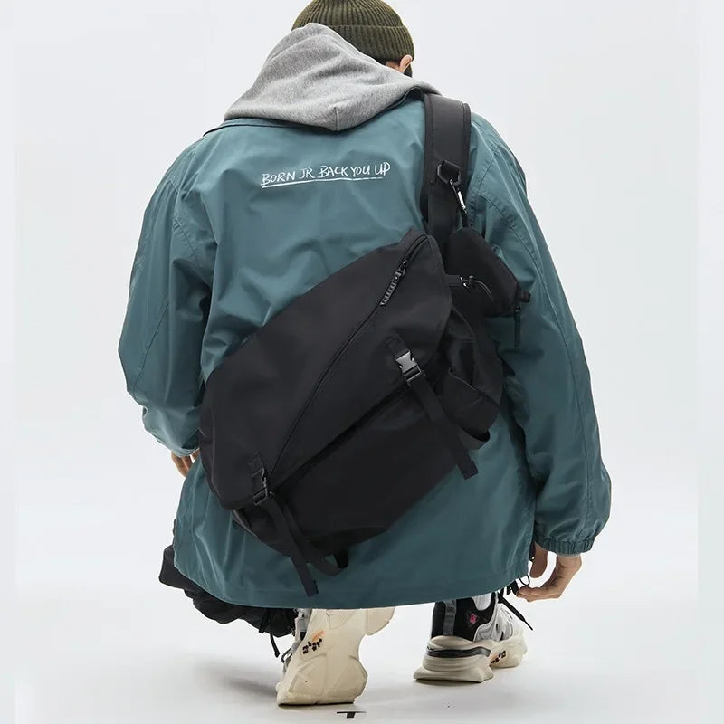 Men’s Nylon Shoulder Bag – Japanese Style Laptop Sling & Messenger Bag - Evallys.com