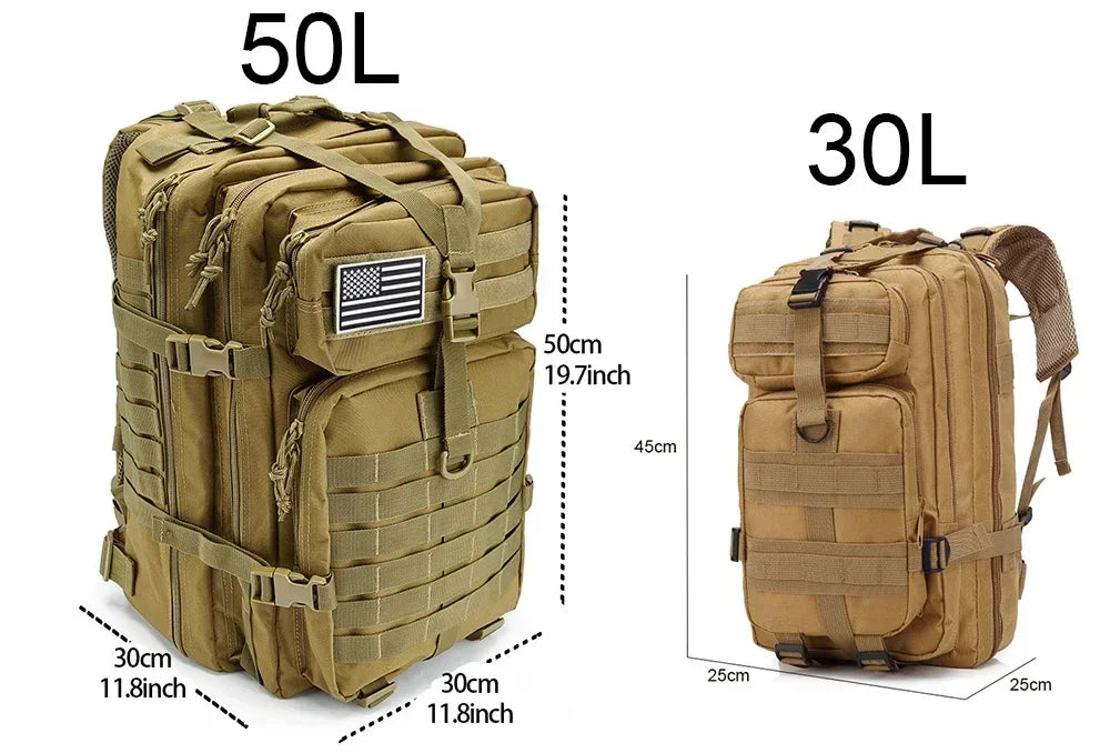 30/50L Tactical Backpack – Outdoor Hiking, Hunting & Survival Gear Bag - Evallys.com