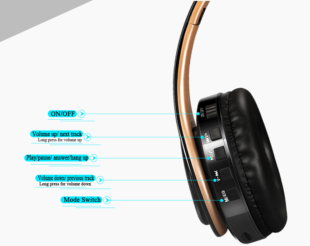 HIFI Stereo Earphones Bluetooth Headphone Music Headset FM and Support SD Card with Mic for Mobile Xiaomi Iphone Sumsamg Tablet - Evallys.com