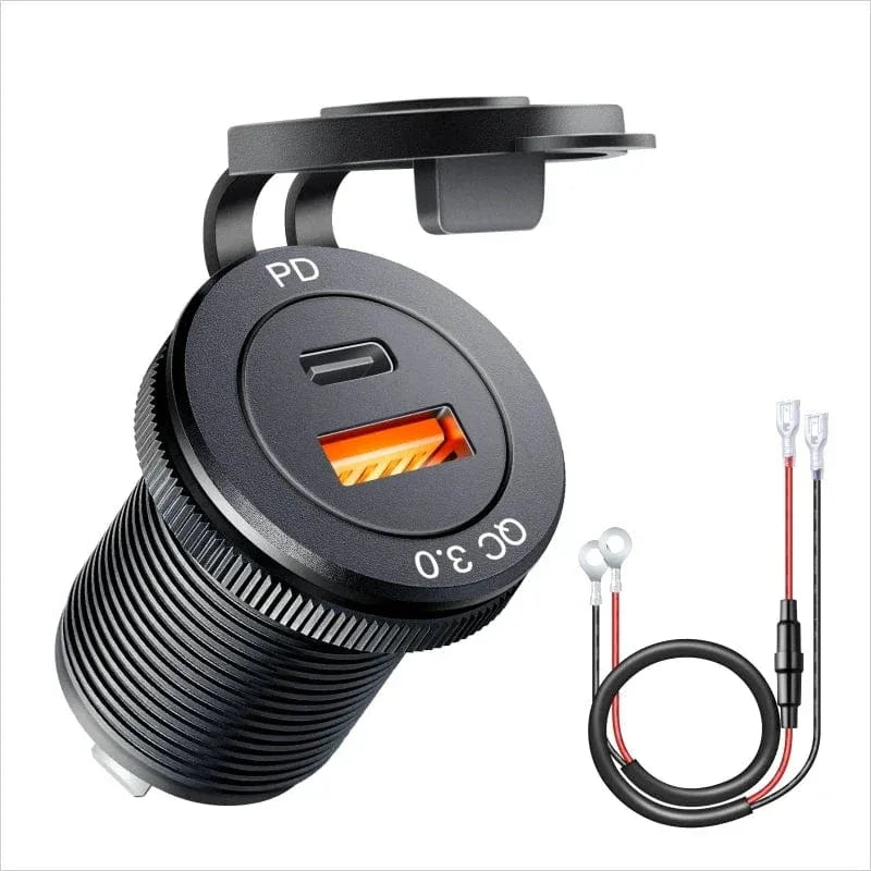 USB C Car Charger Socket DC Super Fast Charging QC3.0 & PD for 12V/24V Car Marine ATV type c port socket for Audi q5 a8 a1 a3 4 - Evallys.com
