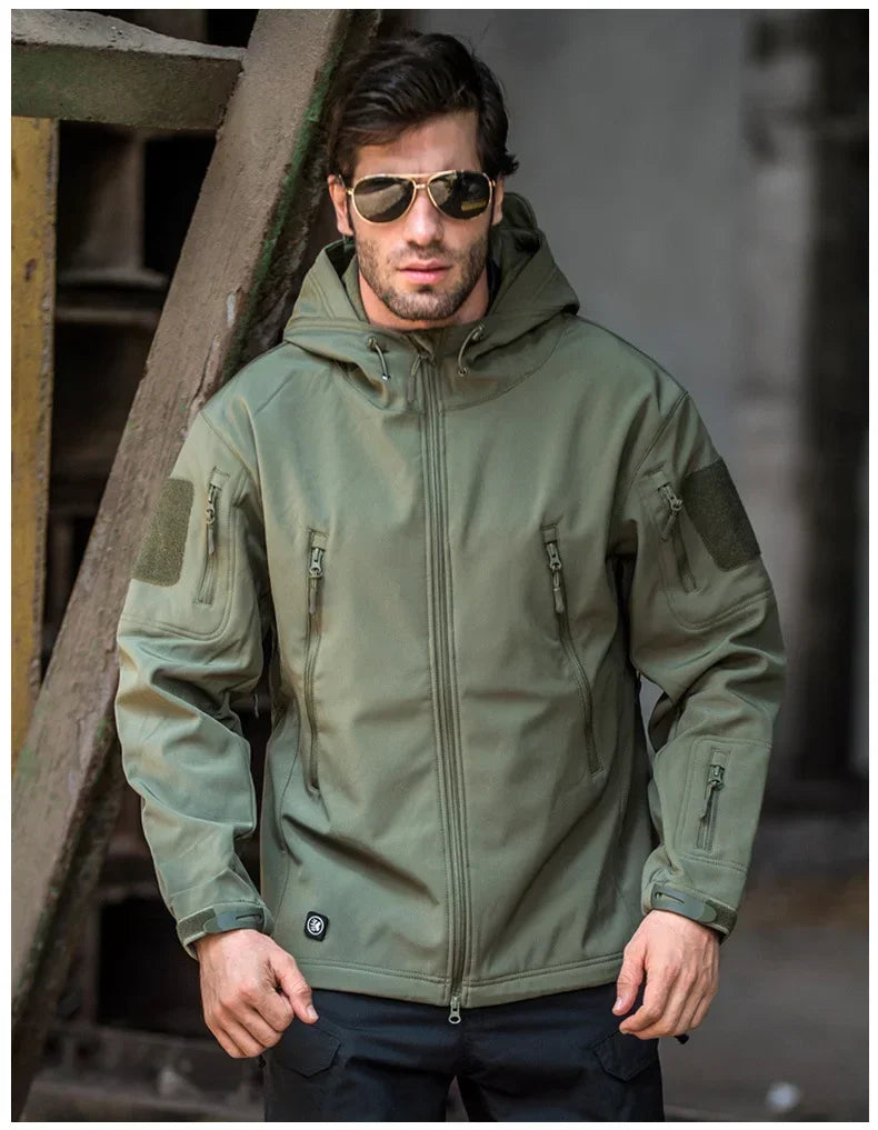 Military Shark Skin Soft Shell Jackets Men Tactical Windproof Waterproof jacket men Army Combat Jackets Mens Hooded Bomber Coats - Evallys.com