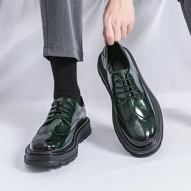 Green Patent Leather Oxford Shoes – Men’s Formal Business Dress Shoes - Evallys.com