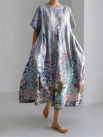 Harajuku Floral Print Women’s Dress – Loose Fit Ankle-Length Casual - Evallys.com