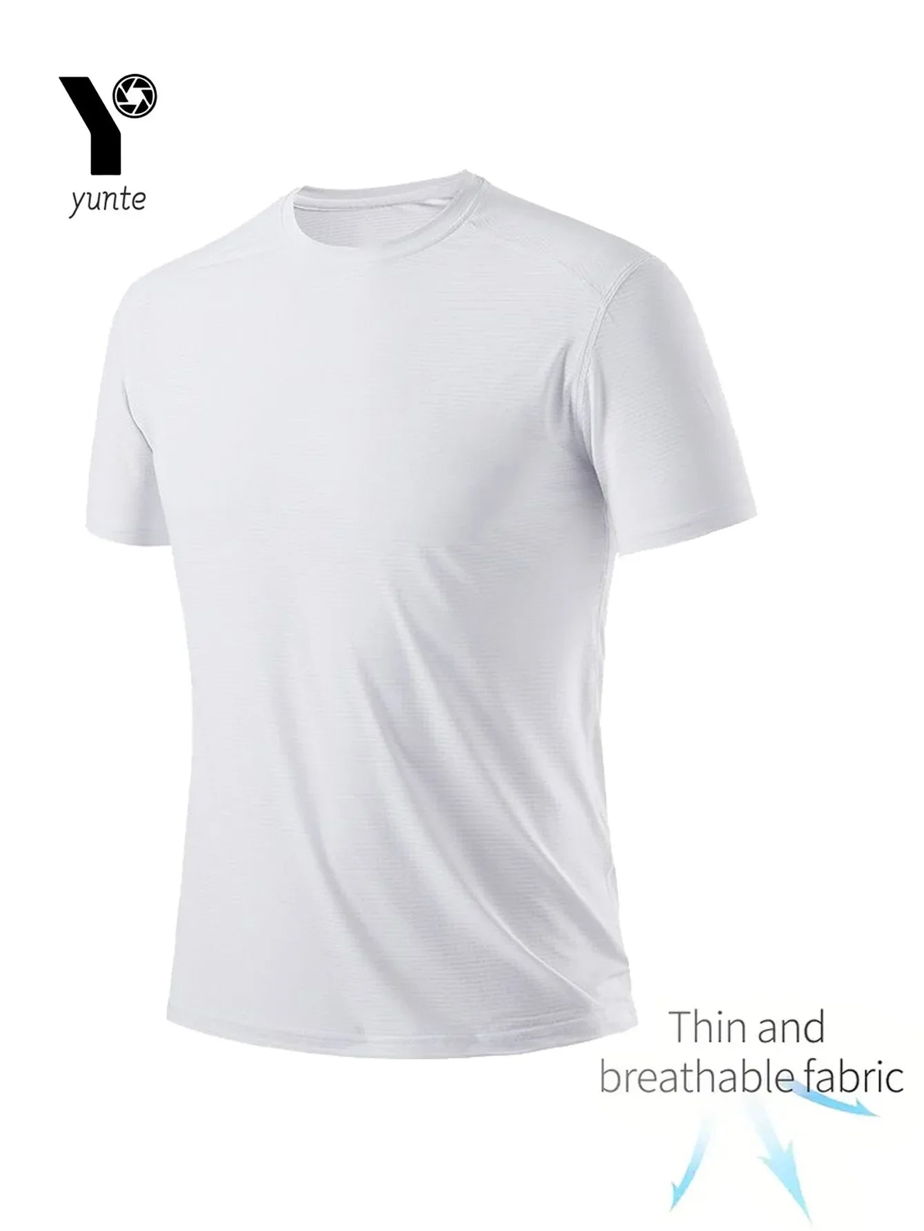 Round Neck T-Shirt 7-Piece White Ultra-Light Men's Quick-Drying Breathable Sweat-Absorbent Shirt Suitable for Fitness Gym and Ru - Evallys.com
