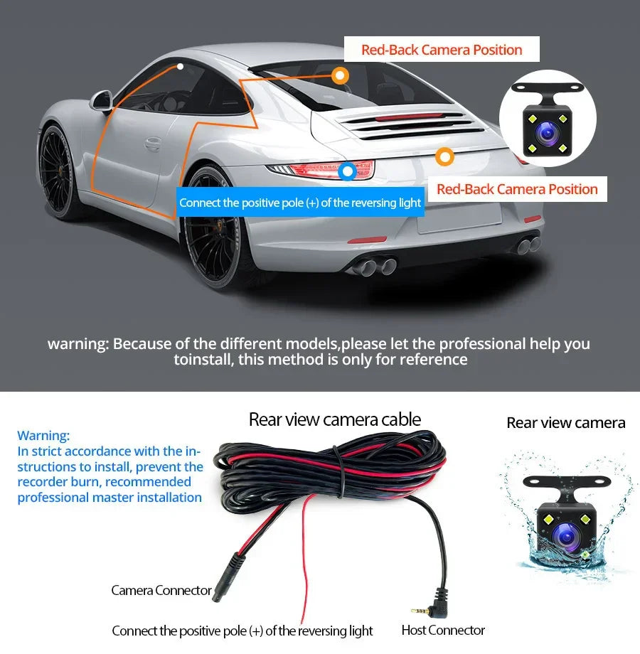 Dashcam 4.3Inch 1080P IPS Car DVR Driving Recorder Rearview Mirror Dual Lens Car Recorder Front and Rear Black Box - Evallys.com
