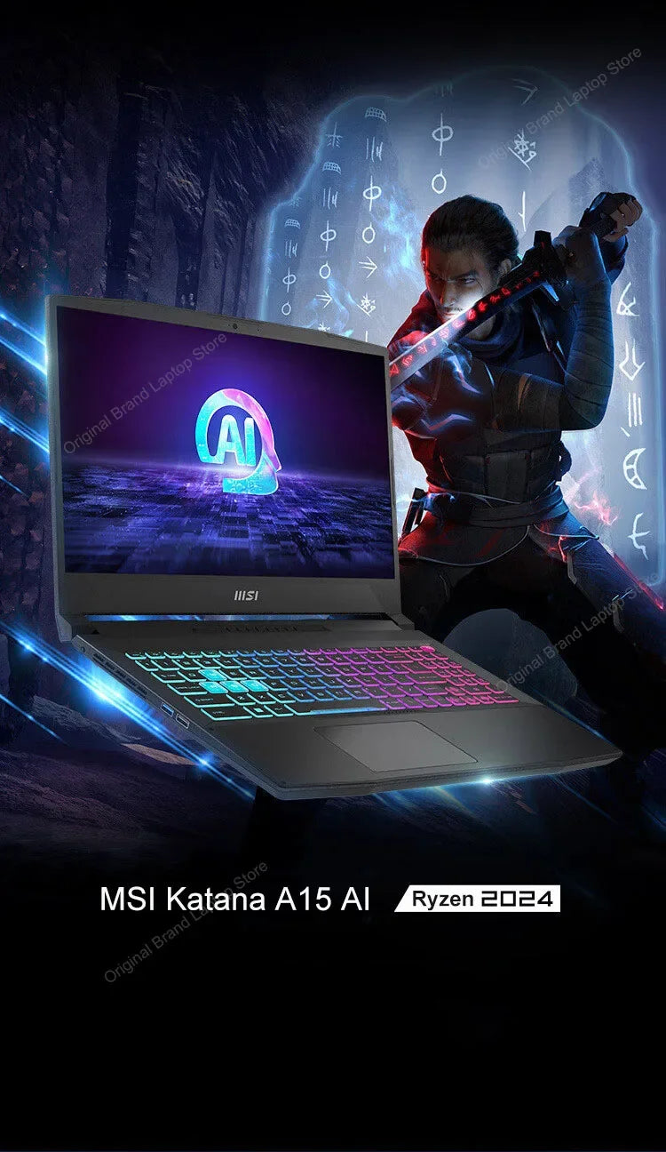 2024 MSI Katana A15 AI Laptop 15.6 Inch 2.5K QHD 165Hz IPS Screen Notebook AMD Ryzen R7-8845HS 32GB 1TB RTX4060 Gaming Computer - Evallys.com