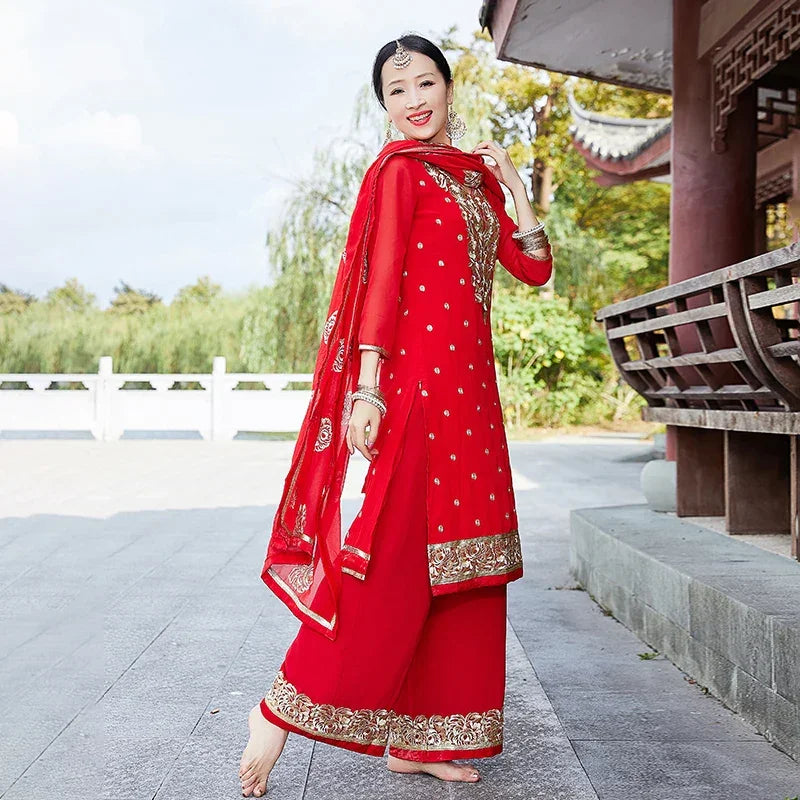 Exotic Indian Dance Dress – Ethnic Sari Style Two-Piece Set for Women - Evallys.com